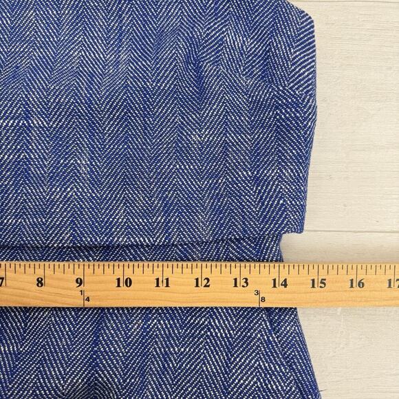 J.Crew Blue Linen Blend Sheath Dress Size 2 Sleeveless Lined Herringbone Office - Picture 13 of 15